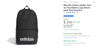 Mochila Urbana Adidas Classic Foundation por $356 en Mercado Libre