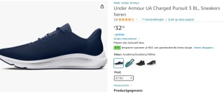 Under Armour UA Charged Pursuit 3 Heren Sportschoenen voor €32,50 bij Amazon