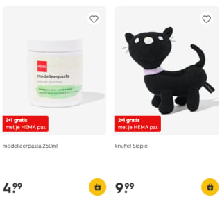 2+1 gratis op knuffels, knutsel- en kleurspullen bij HEMA