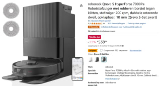 roborock Qrevo S Robotstofzuiger en Dweil, 7000 Pa HyperForce voor €479,99 bij Amazon België