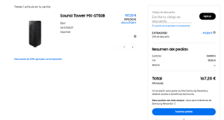 Samsung MX-ST50B Torre de Sonido con Sonido Bidireccional y Resistente al agua 240W por 147,20€