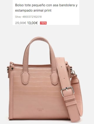 Bolso tote pequeño con asa bandolera y estampado animal print Silva por 13€