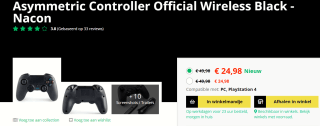 Asymmetric Controller Official Wireless Black - Nacon voor €24,98bij gameMania