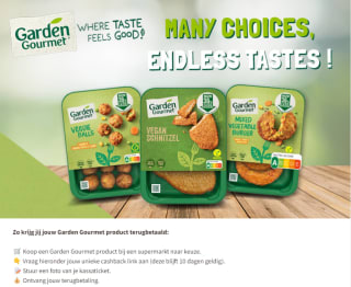 Garden Gourmet vleesvervanger 100% terugbetaald