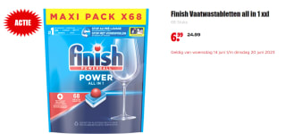 Finish Vaatwastabletten all in 1 xxl 68 Stuks voor €6,99 bij Dirk