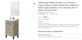 Mueble de Baño con 2 Puertas y Espejo por 59€