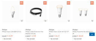 Tot 35% korting op Philips Hue artikelen bij Multibazaar