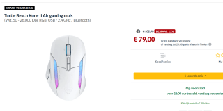 Turtle Beach Kone II AIR Wireless Gaming Muis Wit voor €79 bij Alternate