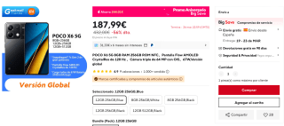 Xiaomi POCO X6 5G 12GB+ 256GB por 187,99€