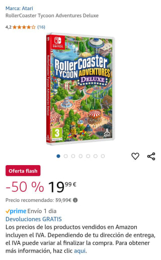 videojuego Roller Coaster Tycoon Adventures Deluxe Nintendo Switch. por 19,99€