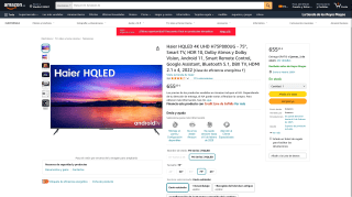 Smart TV Haier HQLED 4K UHD H75P800UG 75" por 655,83€