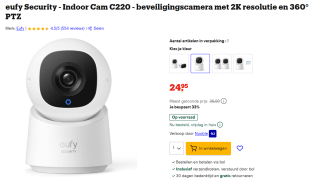 Eufy Security Indoor Cam C220 beveiligingscamera voor €24,95 bij Bol