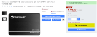 Transcend 1TB 6,35cm 2,5inch SSD voor €95,99 bij Conrad