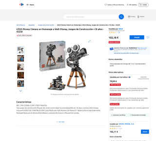 LEGO Disney Cámara en Homenaje a Walt Disney +18 años 43230 por solo 55,99€