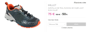 Zapatillas de senderismo para Mujer Millet Light Rush por 75€