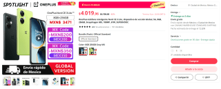 One Plus Nord CE3 Lite 256GB por $3,669 en AliExpress con voucher
