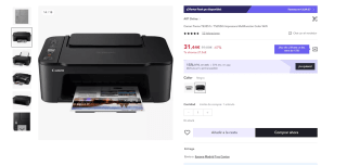 Impresora Multifunción Color WiFi marca Canon Pixma TS3551i / TS3550i blanca o negra por 22,01€