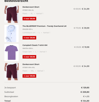 4 items van bv The Blueprint Premium, Campbell en meer voor €129 bij Only fot men