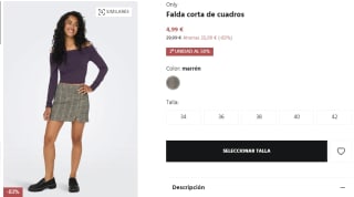 2 Falda corta de cuadros para Mujer Only por 7.48€