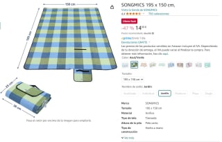 Manta Songmics transportable por 14€