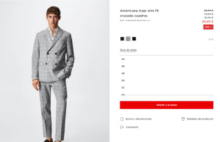 Traje slim fit cruzada cuadros por 44,98€