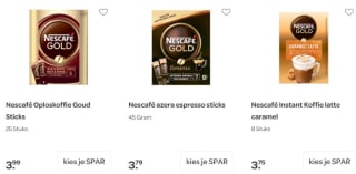 3x Nescafe oploskoffie voor €5,99 bij Spar