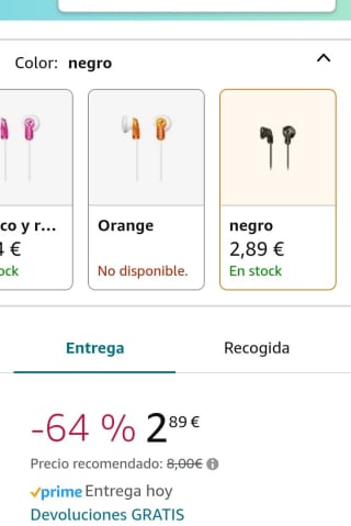 Sony MDRE9LPB - Auriculares de Botón por 2,89€.