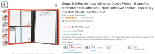 Bloc de notas Adhesivas Disney Mickey y Stitch 6 tamaños diferentes notas adhesivas por 4,99€