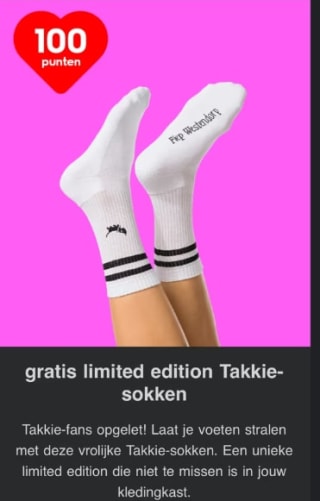 Takkie sokken gratis met 100 punten bij de Hema