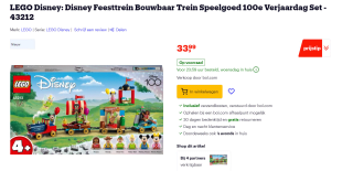 LEGO Disney Feesttrein voor €33,99 bij Bol.com