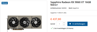 SAPPHIRE Radeon RX9060XT Nitro+ GAMING OC voor €437,80 bij shop.micro-mail