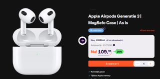 Apple AirPods (3e generatie) met oplaadcase voor €109,95 bij ibood