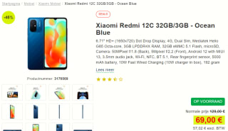 Xiaomi Redmi 12C 32GB Blauw voor €69 bij Proshop