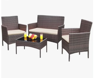 Conjunto muebles terraza sillones, sofá y mesa ratán por 128,88 (116€ cuenta nueva)