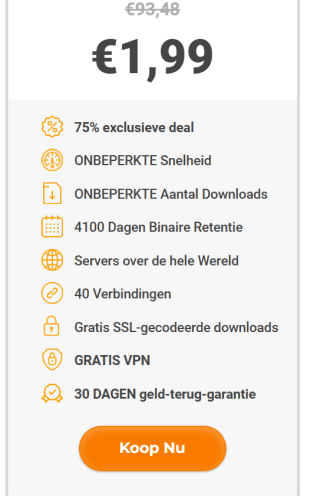 Sunny Onbeperkt Usenet + VPN voor €1,99 per maand