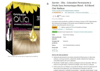 3ud x Garnier - Olia - Coloration Permanente à l’Huile Sans Ammoniaque Blond - 9.0 Blond Clair Radieux por 11,88€