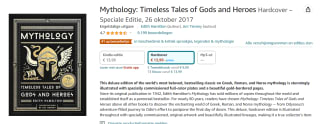 Mythology: Timeless Tales of Gods and Heroes Hardcover voor €13,99 bij Amazon NL