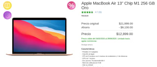 MacBook Air 13" M1 256GB Oro por $12,899 en Costco