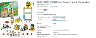 Lego Duplo Torenkran & Bouwterrein (10933) voor €54,96 bij Amazon