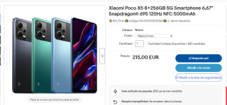 Xiaomi Poco X5 8+256GB 5G 6.67" por 182.75€