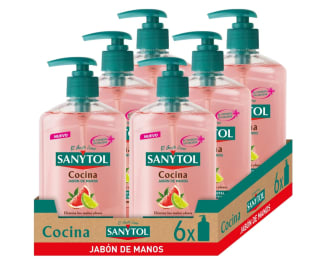 Jabón SANYTOL de cocina Antibacteriano Pomelo y Limón Verde 6 x 250 ml por