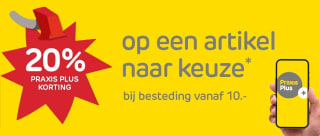 20% korting op artikel naar keuze met Praxis Plus bij besteding vanaf €10
