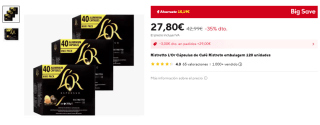 120 cápsulas Café Ristretto L'Or por 25,80€