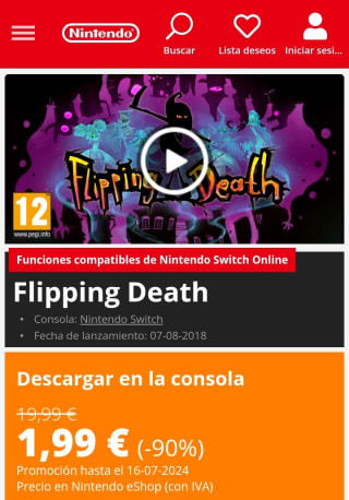 Flipping Death Nintendo Switch por 1,99€.