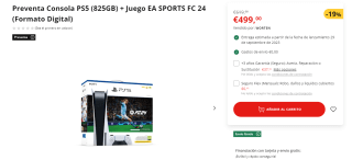 Preventa Consola PS5 (825GB) + Juego EA SPORTS FC 24 (Formato Digital)