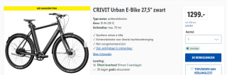 CRIVIT Urban E-Bike 27,5" Accu: 10 Ah (36 V) voor €1299 in de Lidl webshop