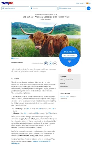 Vuelos baratos a Escocia y Tierras Altas desde 33€ ida/vuelta.