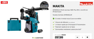 Perforateur-burineur Makita SDS-Plus à 287,99€