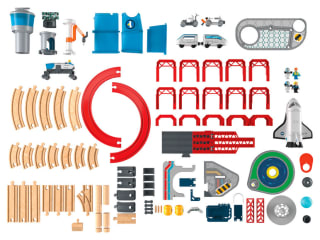 Playtive Houten spoorweg ruimtestation set 67-delig voor €24,99 in de Lidl webshop