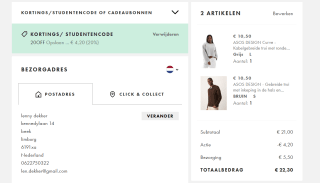 20% extra korting op geselecteerde items in de sale tot 60% bij Asos